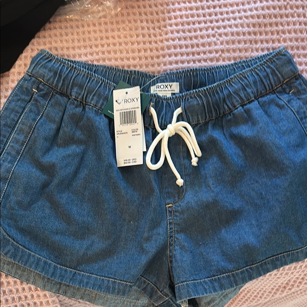 Roxy Blue Denim Athletic Shorts with Elastic Waistband